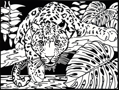Samtbild Leopard – zum Ausmalen