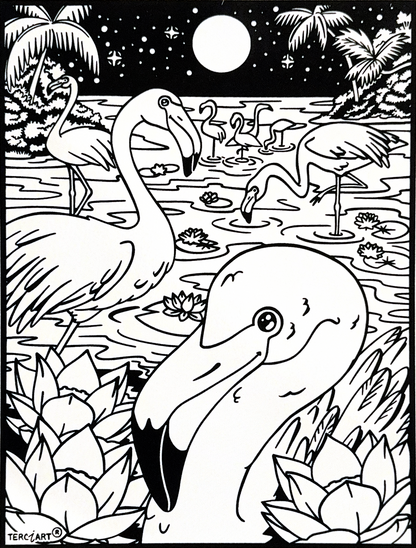 Samtbild Flamingos – zum Ausmalen