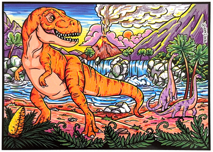 Samtbild Dinosaurier – zum Ausmalen