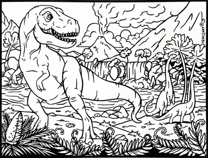 Samtbild Dinosaurier – zum Ausmalen
