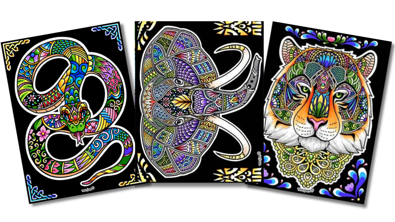 3er-Set – Mandala Tiere gross