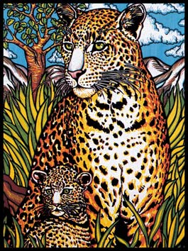 Samtbild Leopard – zum Ausmalen