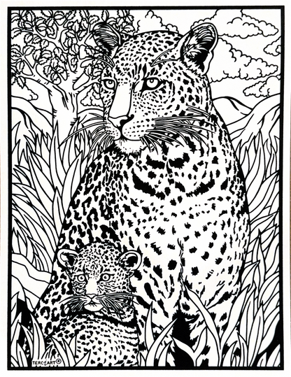 Samtbild Leopard – zum Ausmalen