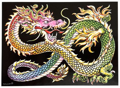 Samtbild Drache – zum Ausmalen