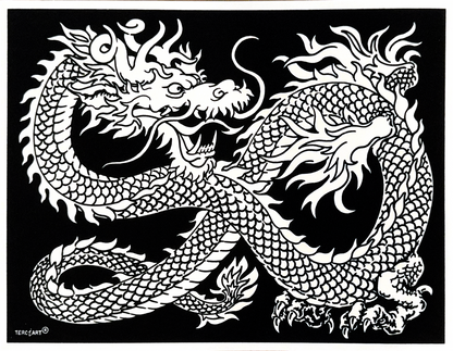 Samtbild Drache – zum Ausmalen
