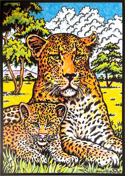 Samtbild Leopard – zum Ausmalen