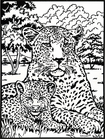 Samtbild Leopard – zum Ausmalen