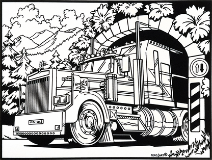 Samtbild Truck – zum Ausmalen