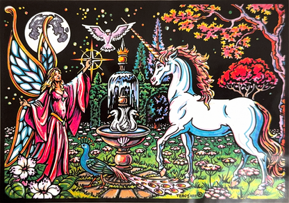 Samtbild Fee mit Einhorn – zum Ausmalen