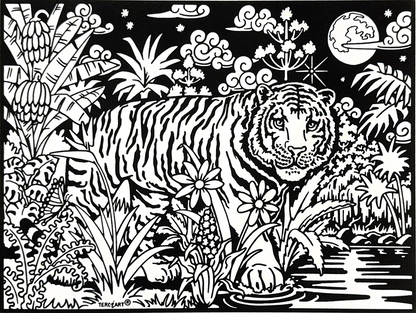 Samtbild Tiger – Mandala-Motiv zum Ausmalen
