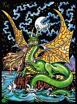 Samtbild Drache – zum Ausmalen