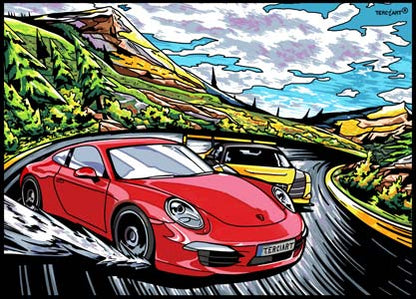 Samtbild Sportauto – zum Ausmalen