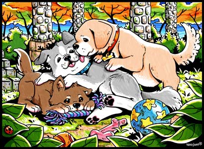 Welpen verspielt G206