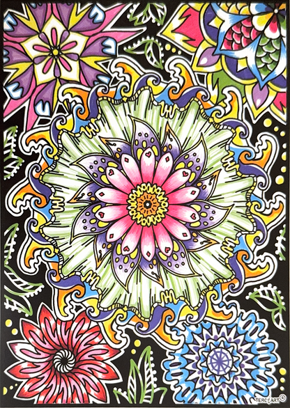 Samtbild Mandala Blumen – zum Ausmalen