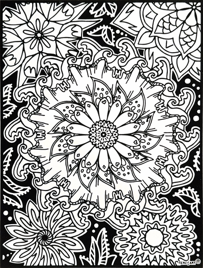 Samtbild Mandala Blumen – zum Ausmalen