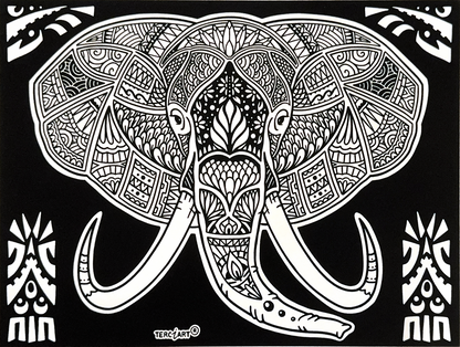 Samtbild Elefantenkopf – Mandala-Motiv zum Ausmalen