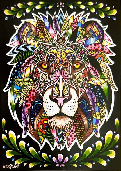 Samtbild Löwe – Mandala-Motiv zum Ausmalen