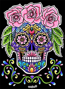 Samtbild Calavera – zum Ausmalen