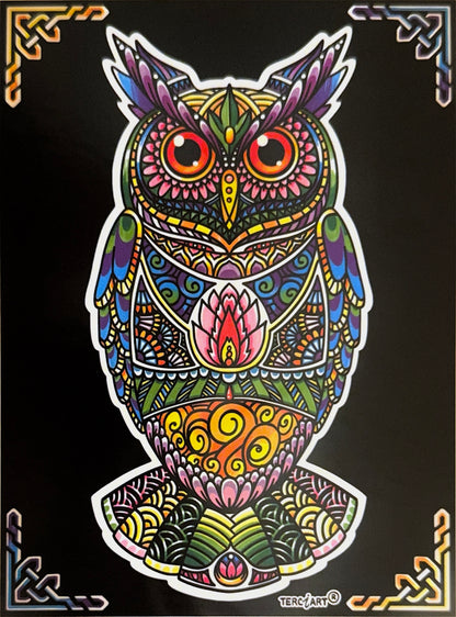 Samtbild Eule – Mandala-Motiv zum Ausmalen