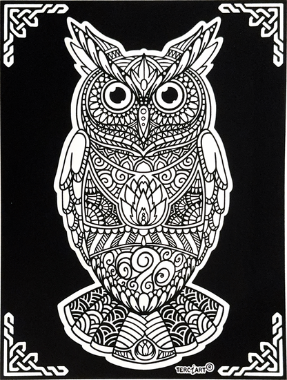 Samtbild Eule – Mandala-Motiv zum Ausmalen