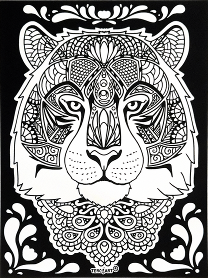 Samtbild Tigerkopf – Mandala-Motiv zum Ausmalen