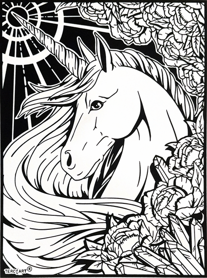 Samtbild Einhorn – zum Ausmalen