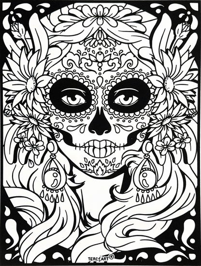 Samtbild Calavera Catrina – zum Ausmalen