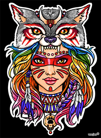 Frau mit Wolfskopf G232