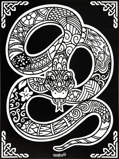 Samtbild Schlange – Mandala-Motiv zum Ausmalen