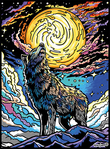 Samtbild Wolf – Mandala-Motiv zum Ausmalen