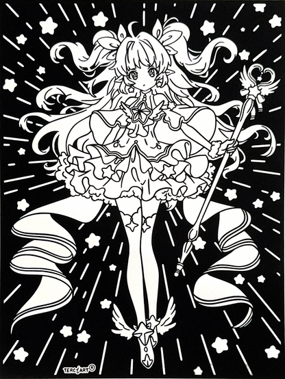 Samtbild Manga Mädchen – zum Ausmalen