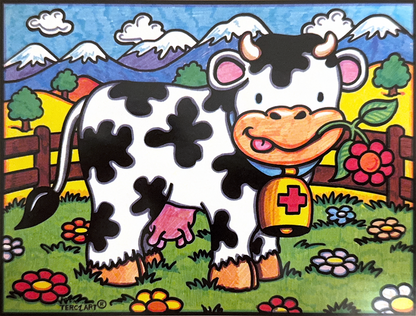 Samtbild Kuh – zum Ausmalen