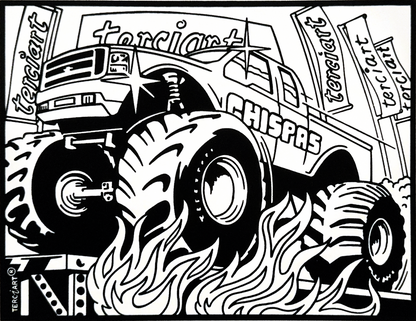 Samtbild Monstertruck – zum Ausmalen