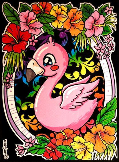 Samtbild Flamingo – zum Ausmalen