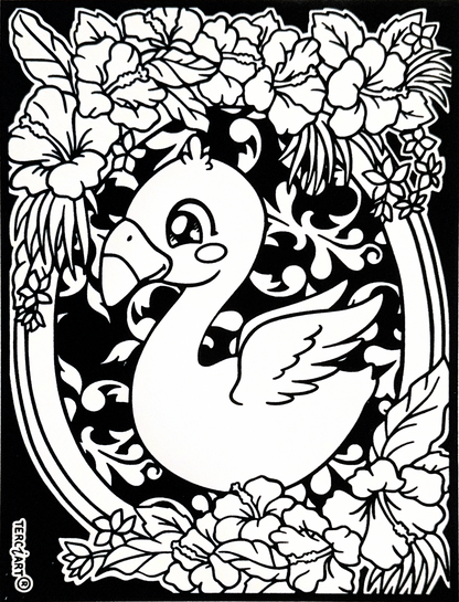 Samtbild Flamingo – zum Ausmalen