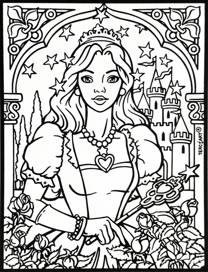 Samtbild Prinzessin – zum Ausmalen
