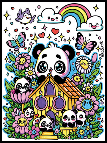 Samtbild Pandas – zum Ausmalen