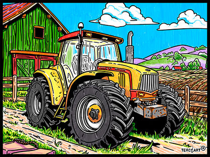 Samtbild Traktor – zum Ausmalen