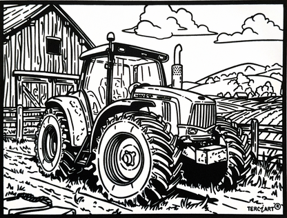 Samtbild Traktor – zum Ausmalen