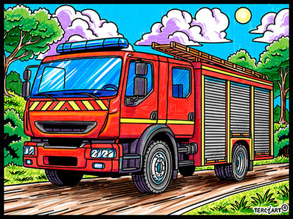 Samtbild Feuerwehr – zum Ausmalen