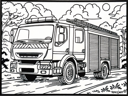Samtbild Feuerwehr – zum Ausmalen