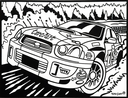 Samtbild Rally – zum Ausmalen