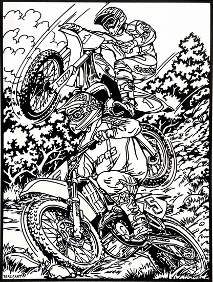 Samtbild Motocross – zum Ausmalen