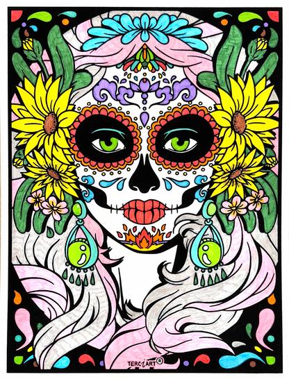 Samtbild Calavera Catrina – zum Ausmalen